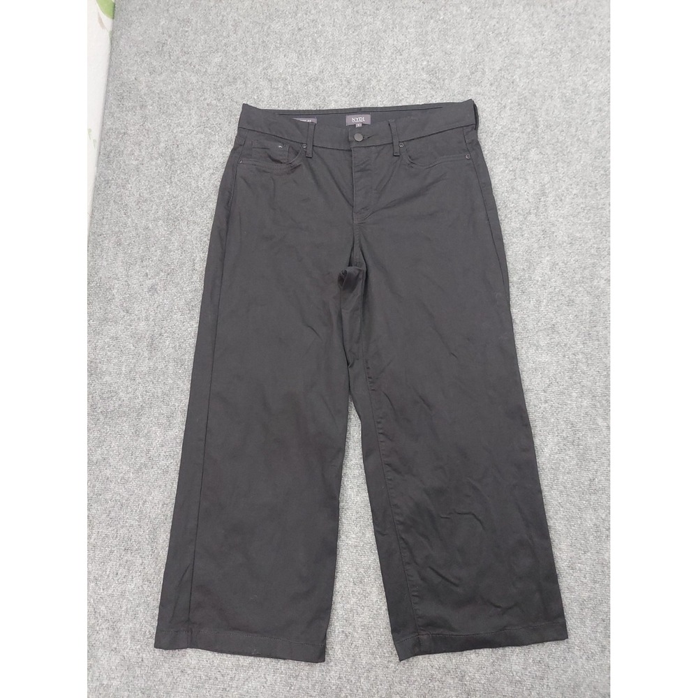 NYDJ Not Your Daughters Jeans Pants Womens Large Black Teresa Wide Leg